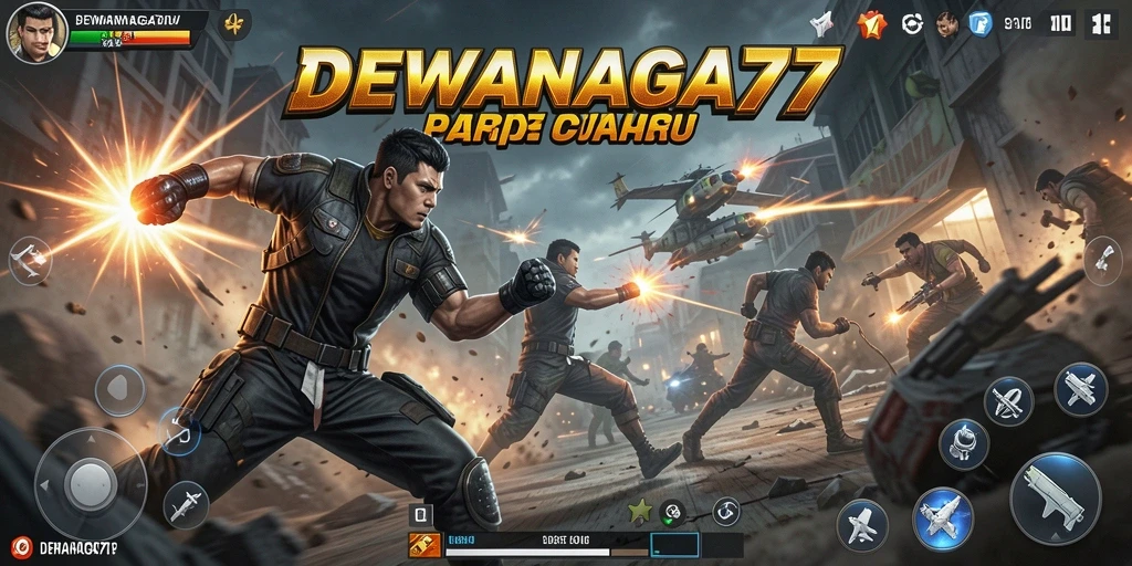 Screenshot gameplay DEWANAGA77 menampilkan aksi bertarung yang intens.