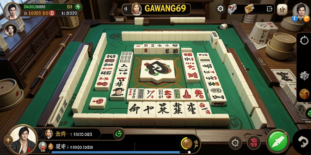 Screenshot tampilan gameplay GAWANG69 dengan desain Mahjong yang menarik.