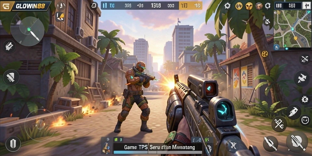 Tampilan seru dari gameplay GLOWIN88 dalam mode TPS.
