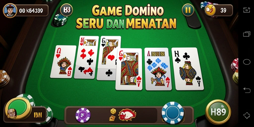 Tampilan gameplay seru dalam H89, permainan domino yang menantang.