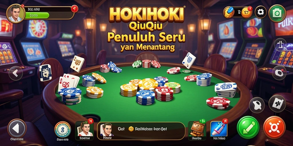 Screenshot HOKIHOKI menampilkan aksi seru dalam permainan QiuQiu.
