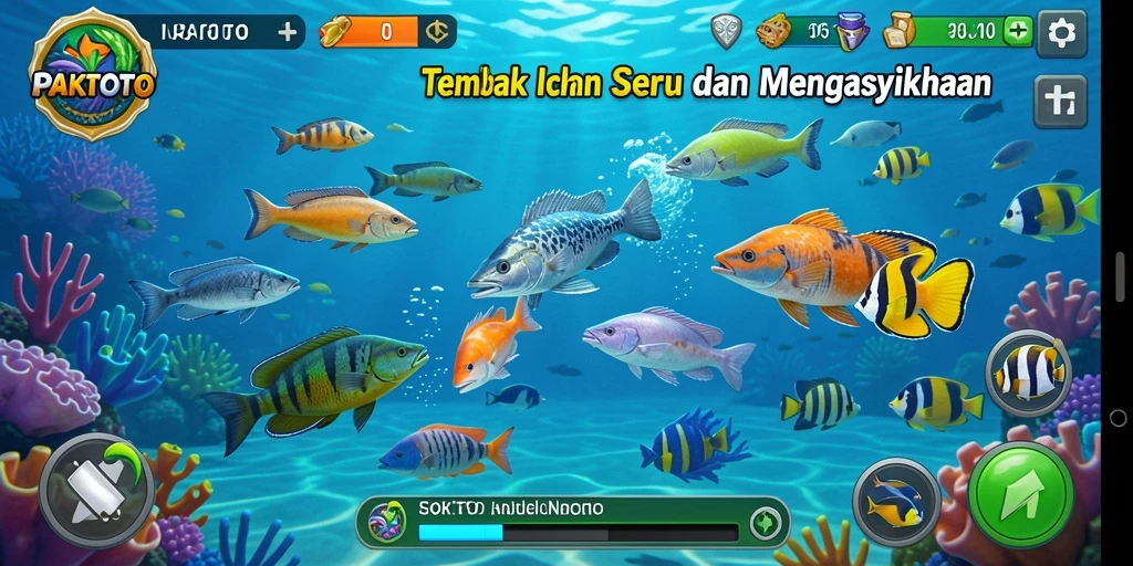Tangkapan layar gameplay PAKTOTO dengan aksi seru dalam menembak ikan.