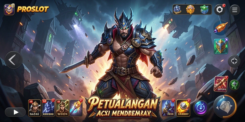 Tampilan screenshot utama PROSLOT yang menggambarkan aksi seru.