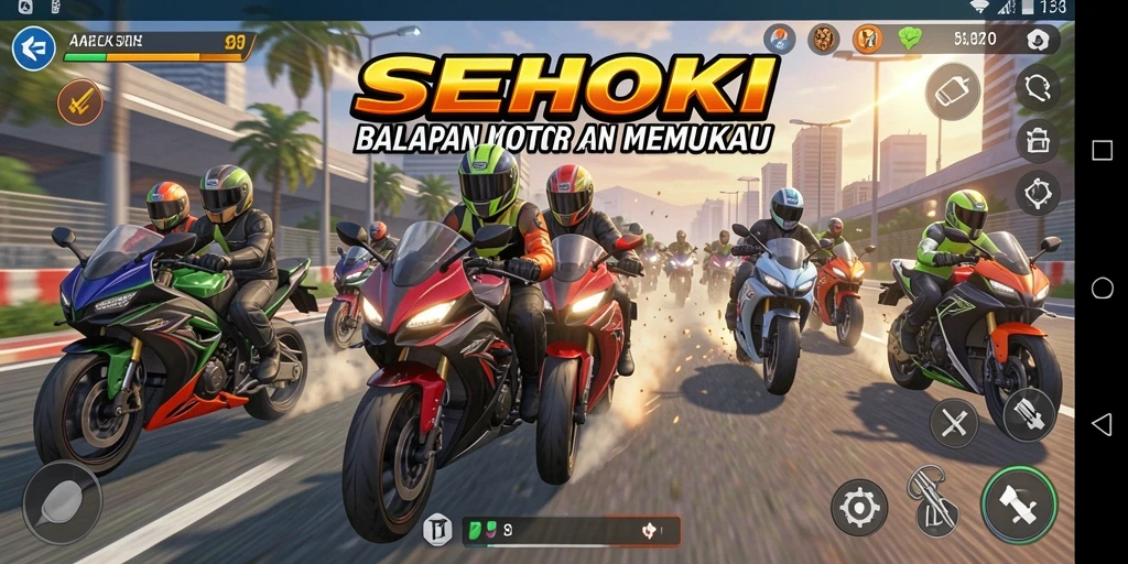 Gameplay SEHOKI dengan motor balap yang mendebarkan.